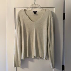 New York & Company Silver Shimmer V-Neck Sweater